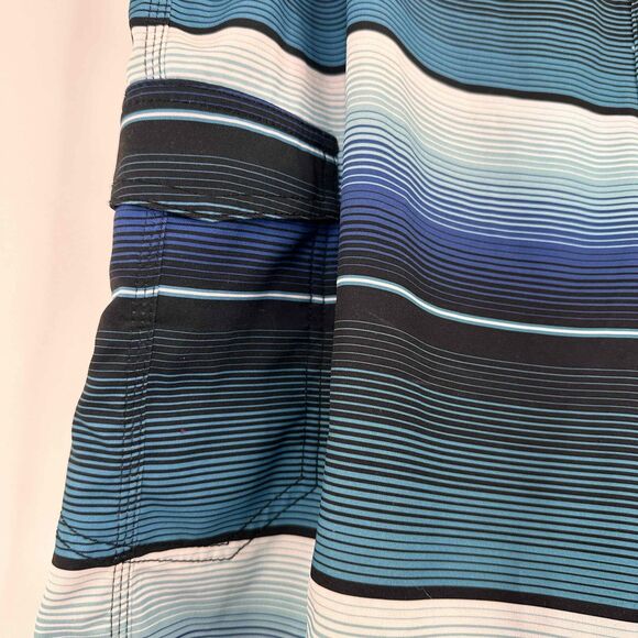 Hang Ten Men's Blue Striped Drawstring Board Shorts Size 34 - Picture 4 of 8